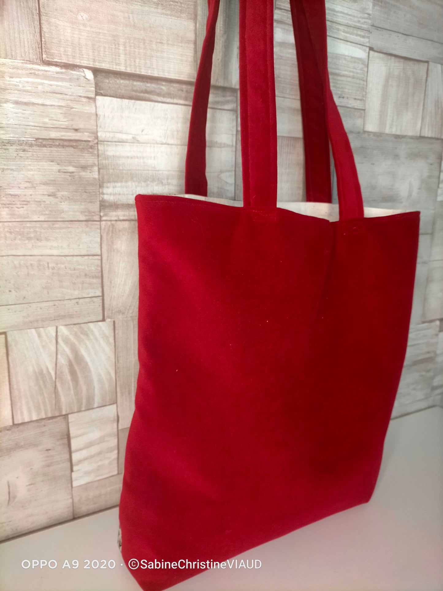 Aly Femme sucette Sac carré de jacquard et velours rouge