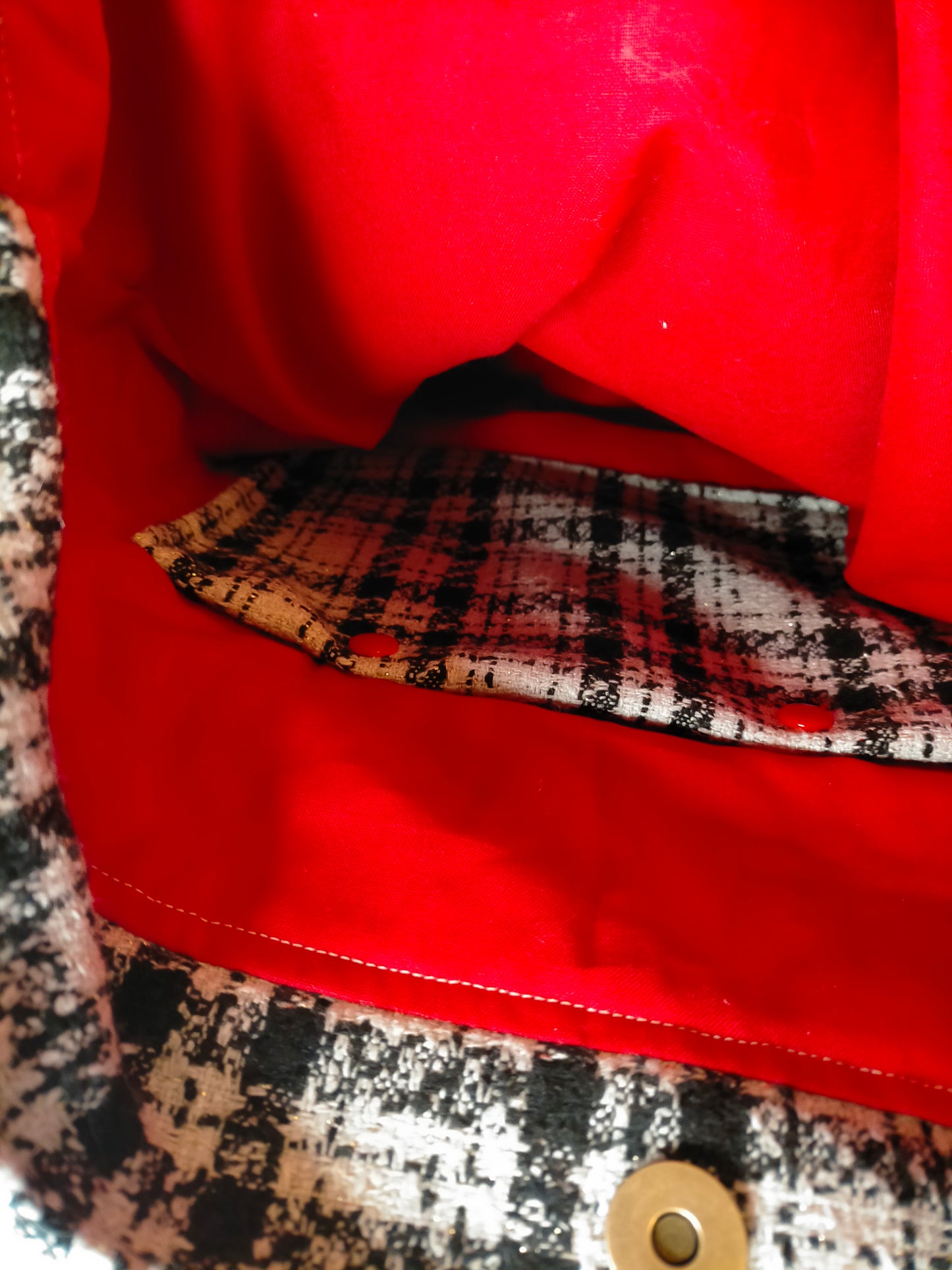 Sac seau Ecossais & Rouge lainage et liseret fin doré et suédine