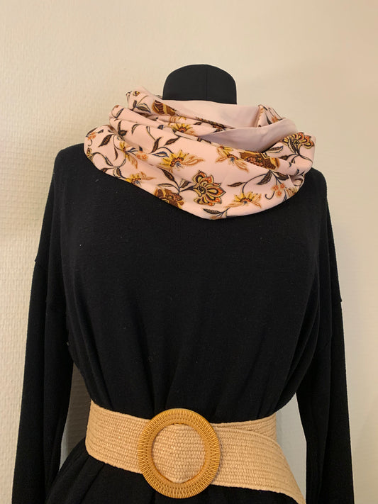 Radieuse Foulard  double tour de cou en viscose fleuri et uni