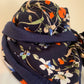 Mimi 28 Foulard  REVERSIBLE façon bandana à lanières Voile et gaze Modèle UNIQUE
