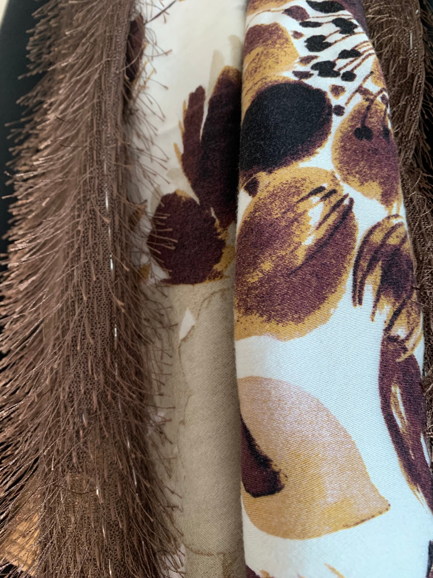 Plume marrony Double tour de cou fausse fourrure et viscose