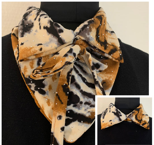 Foulard col #9 Satin pailleté savane