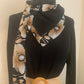 Mimi 1 bis Foulard  triangle Viscose imprimé fleurs et polaire unie noire