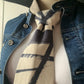 Cravate & 28 Daim artificiel beige et noir