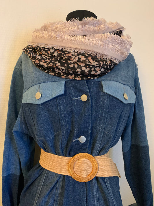 Plume gris Double tour de cou