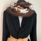 Plume marrony Double tour de cou fausse fourrure et viscose