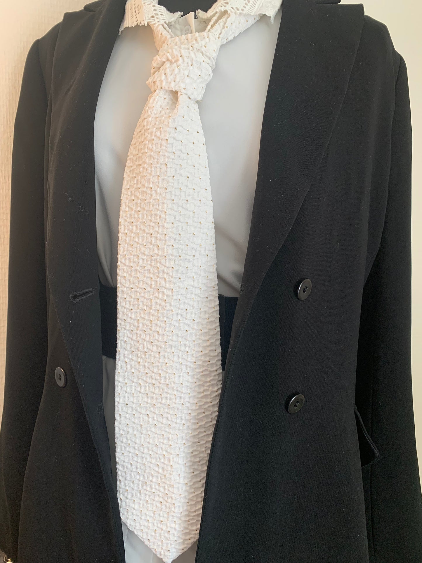 Cravate & 19 bis gaze pailleté blanc