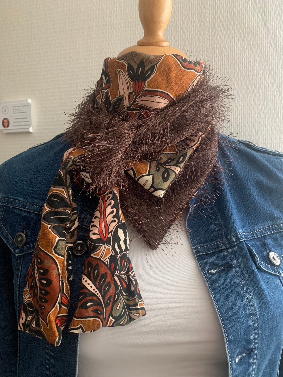 Mimi 31 Foulard façon bandana RÉVERSIBLE fausse fourrure et viscose