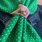 L’élégante #3 Viscose vert à pois blancs
