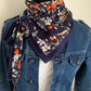 Mimi 28 Foulard  REVERSIBLE façon bandana à lanières Voile et gaze Modèle UNIQUE