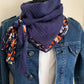 Mimi 28 Foulard  REVERSIBLE façon bandana à lanières Voile et gaze Modèle UNIQUE
