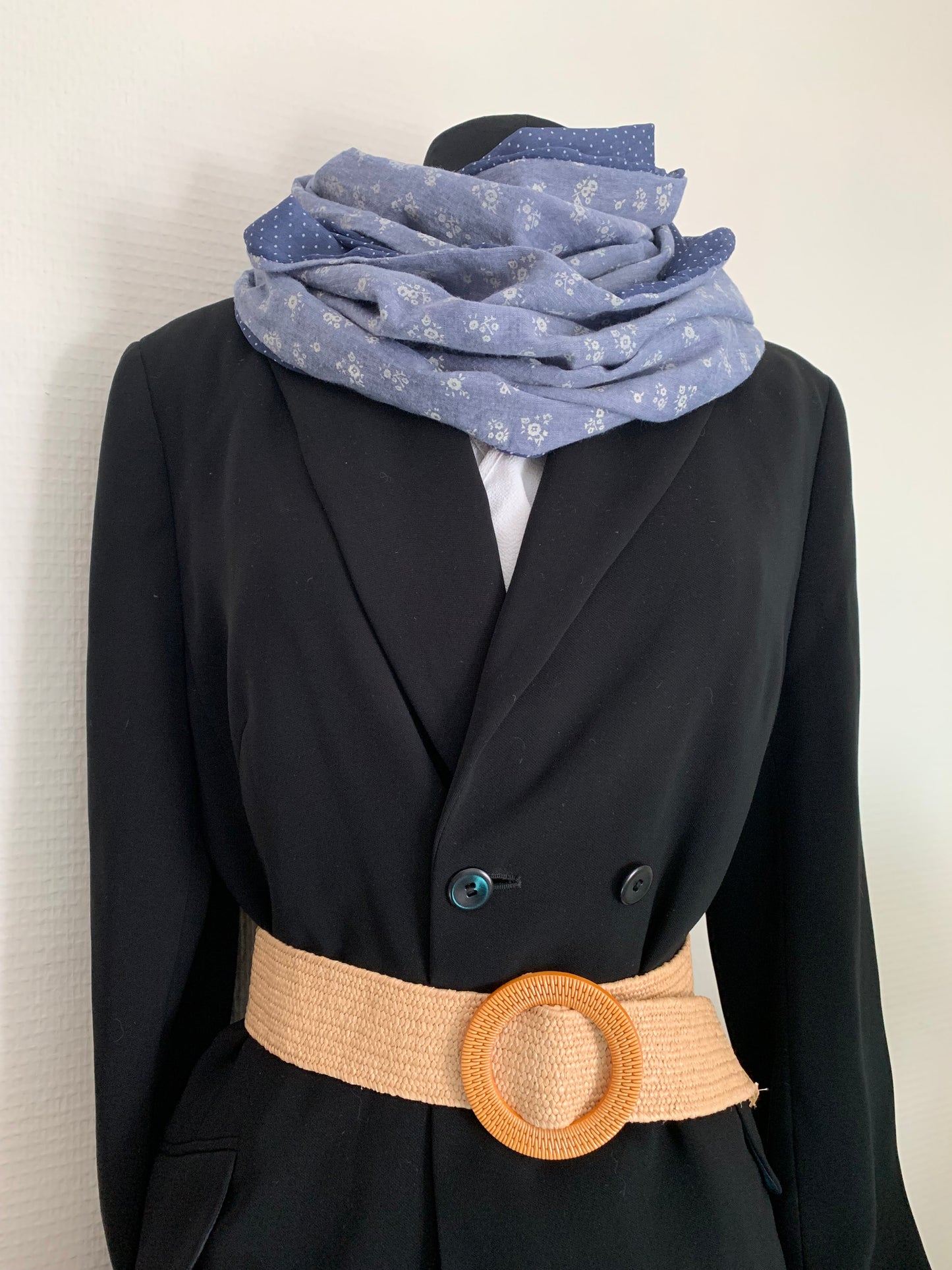 Double tour de cou Jean’s voile bleu MODELE UNIQUE