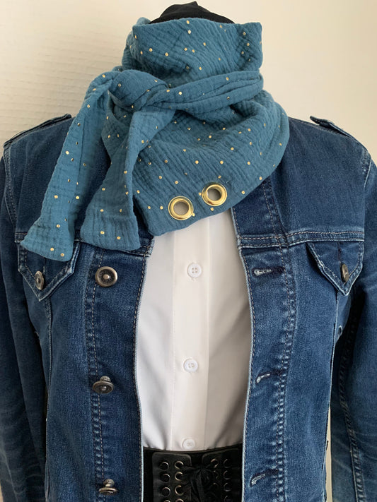 Triangle &2 foulard triangle double gaze Custom oeillet doré