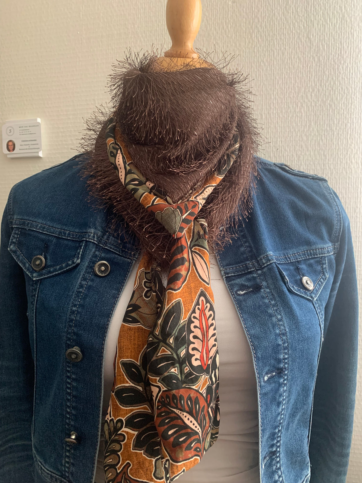 Mimi 31 Foulard façon bandana RÉVERSIBLE fausse fourrure et viscose