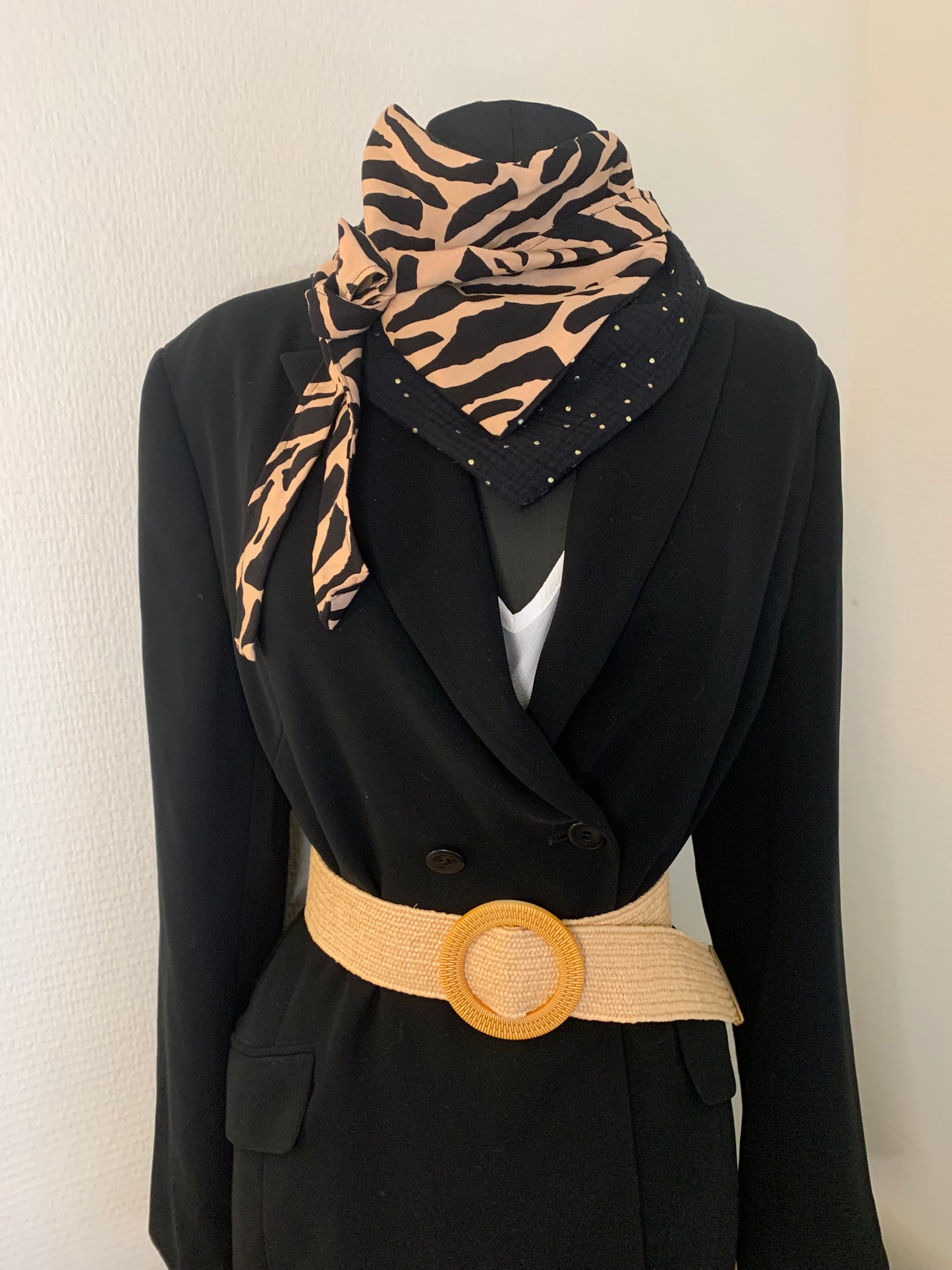 Mimi 17 Foulard forme bandana réversible double gaze pailleté