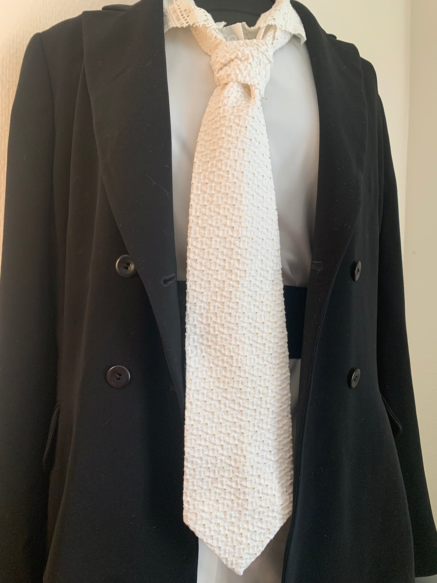 Cravate & 19 bis gaze pailleté blanc
