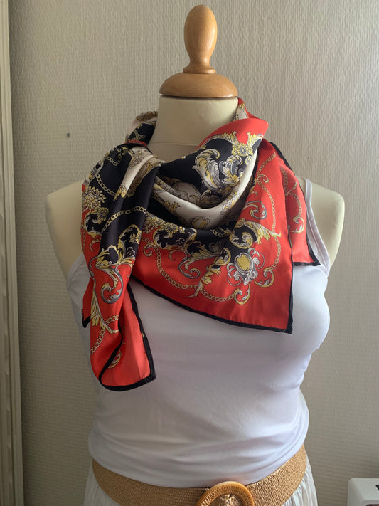 Carré Hermous Satin de coton rouge Modèle UNIQUE