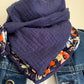Mimi 28 Foulard  REVERSIBLE façon bandana à lanières Voile et gaze Modèle UNIQUE