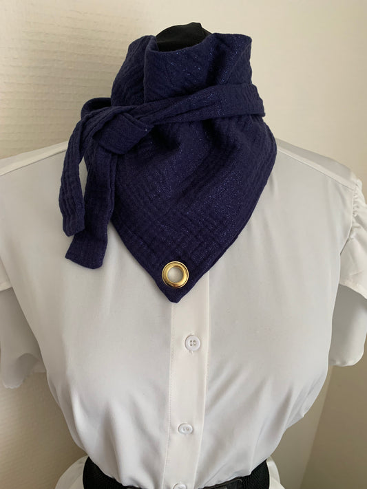 Triangle &4 foulard triangle gaze brillant,  à lanières custom oeillet doré