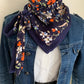 Mimi 28 Foulard  REVERSIBLE façon bandana à lanières Voile et gaze Modèle UNIQUE