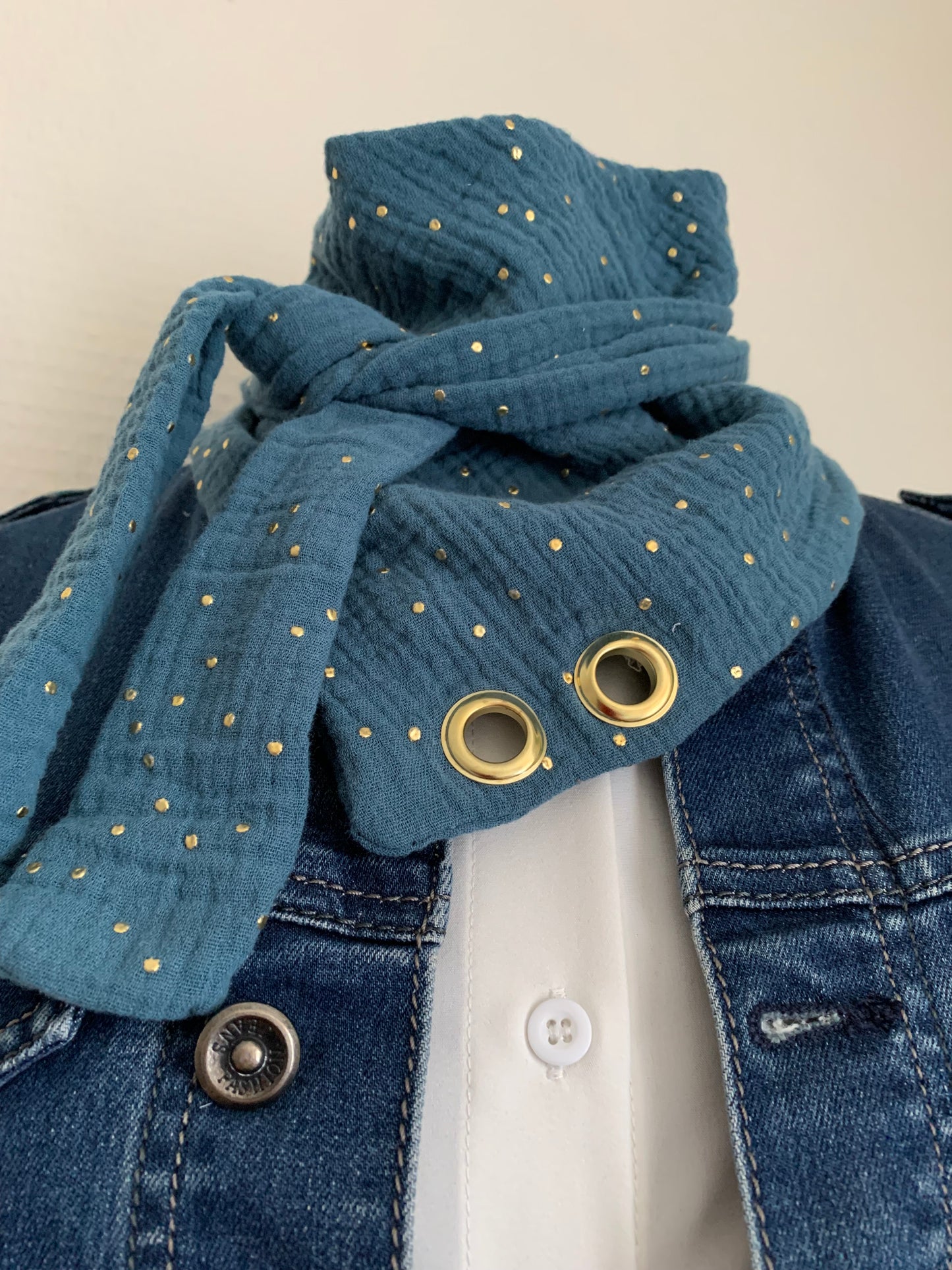 Triangle &2 foulard triangle double gaze Custom oeillet doré