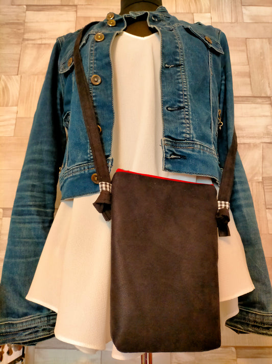 Vichy caché Pochette à bandoulière en suédine