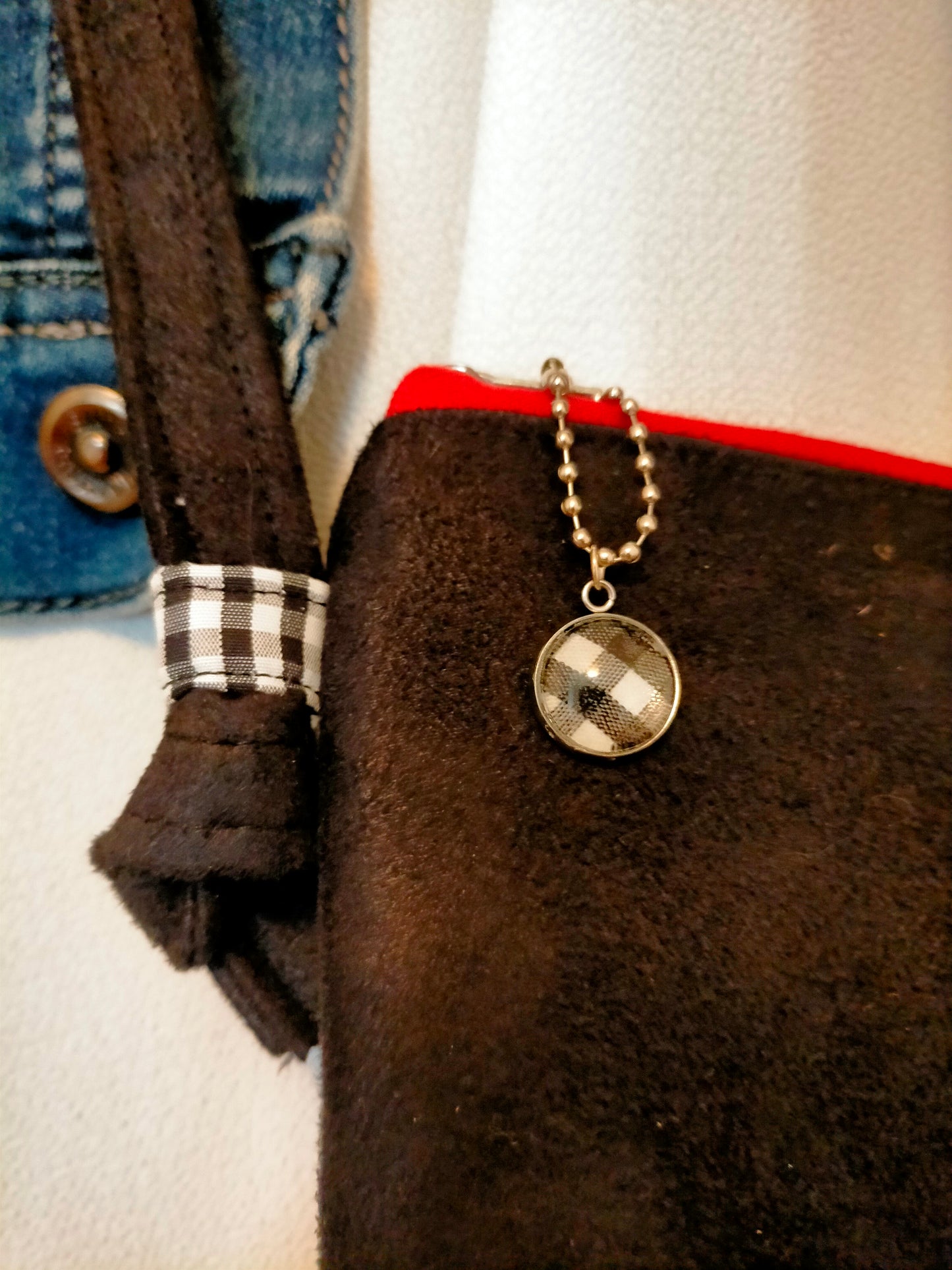 Vichy caché Pochette à bandoulière en suédine