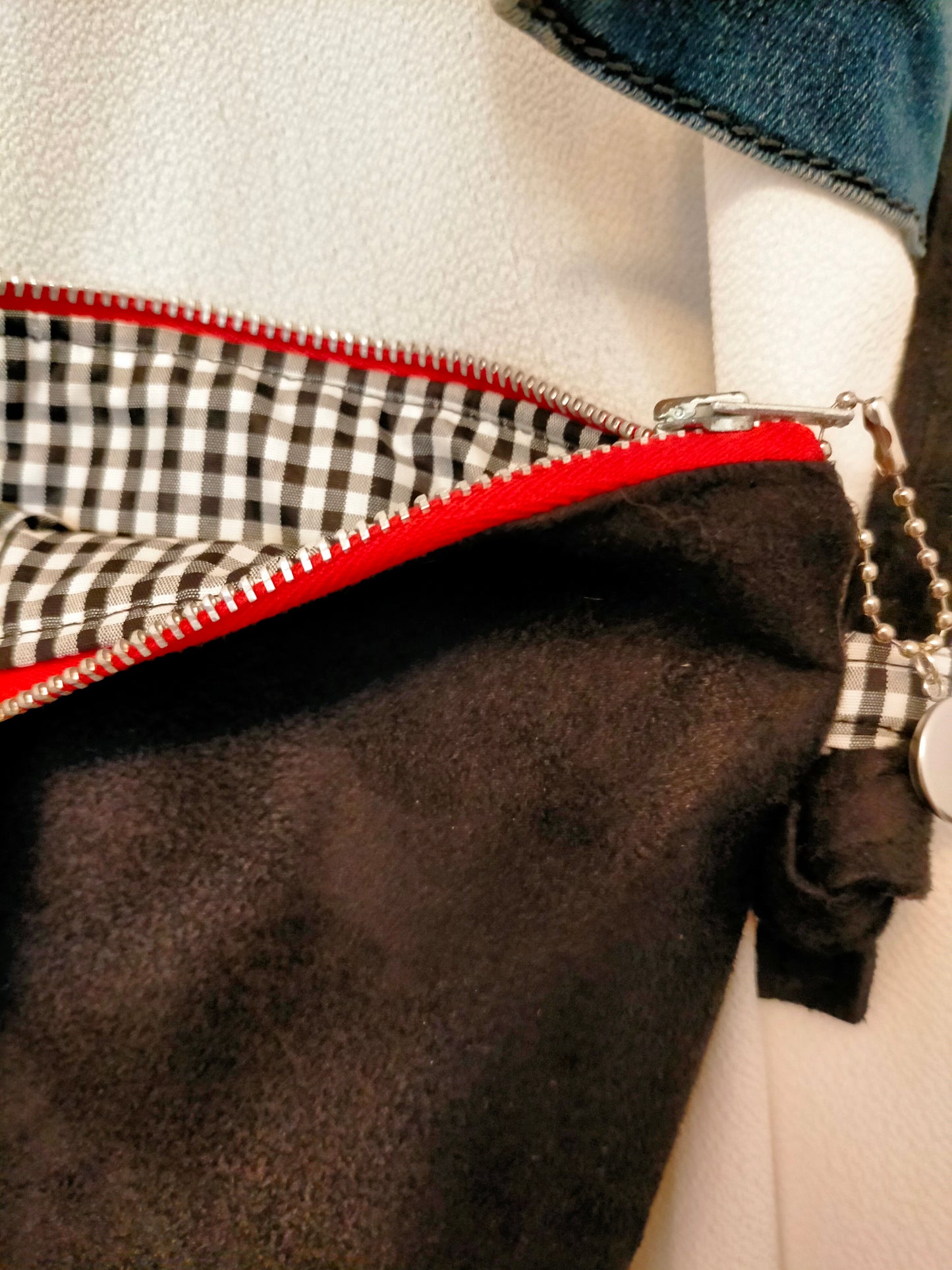 Vichy caché Pochette à bandoulière en suédine