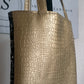 Rihanna Sac en  carré de jacquart et simili cuir croco doré MODELE UNIQUE