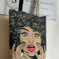 Rihanna Sac en  carré de jacquart et simili cuir croco doré MODELE UNIQUE