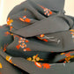 Hysope  Foulard à lanières réversible voile imprimé et micro fibre uni noir