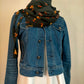 Hysope  Foulard à lanières réversible voile imprimé et micro fibre uni noir