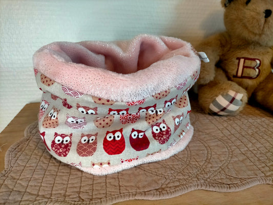 Coucou Hibou rose  Snood enfant 3 ans et +