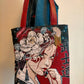 Fuji Geisha  Sac carré de jacquard et simili cuir rouge lisse