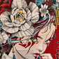Fuji Geisha  Sac carré de jacquard et simili cuir rouge lisse
