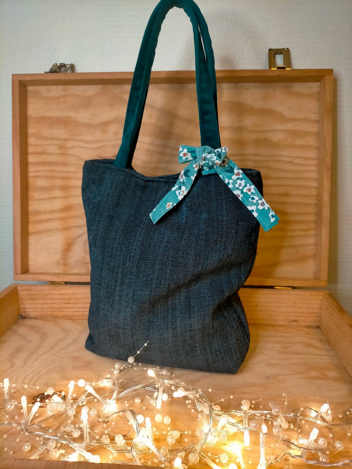 Champs de pâquerettes Sac Cabas coton effet jeans