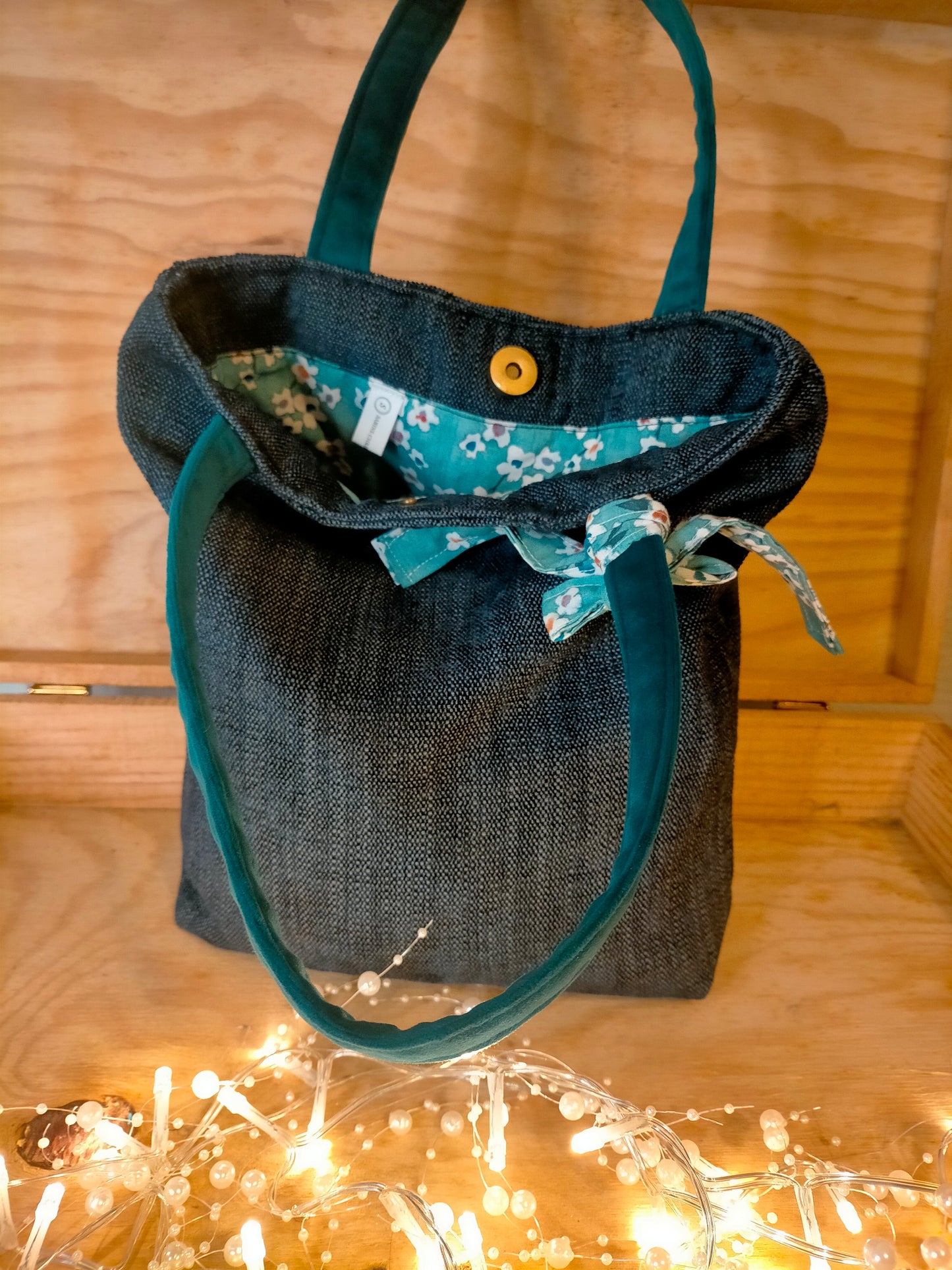 Champs de pâquerettes Sac Cabas coton effet jeans