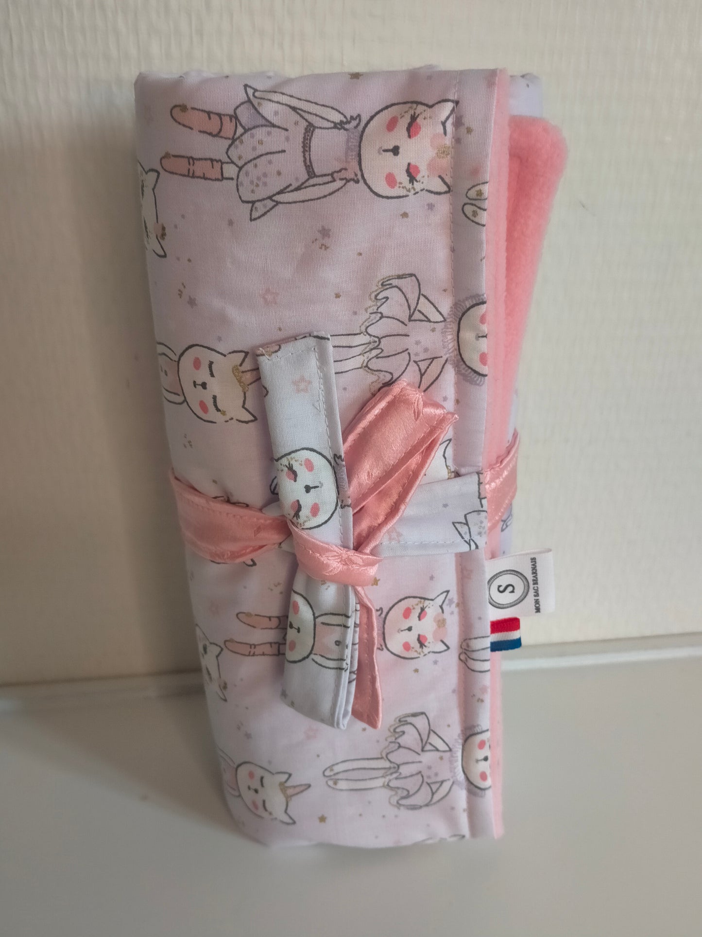 Chatons Couverture en polaire rose et coton imprimé chatons 80 x 50