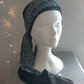 Sublimant n°5   Bonnet anti glisse ( de chimiothérapie) et son foulard REVERSIBLE en viscose et voile uni noir