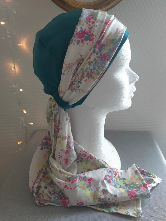 Sublimant n°17   Bonnet anti glisse ( de chimiothérapie ) et son foulard