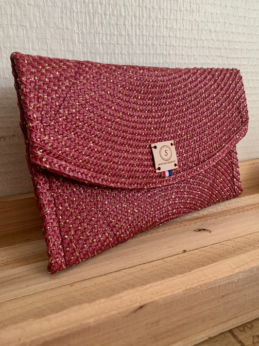 Pochette enveloppe rouge moucheté doré