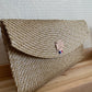 Pochette enveloppe beige moucheté doré