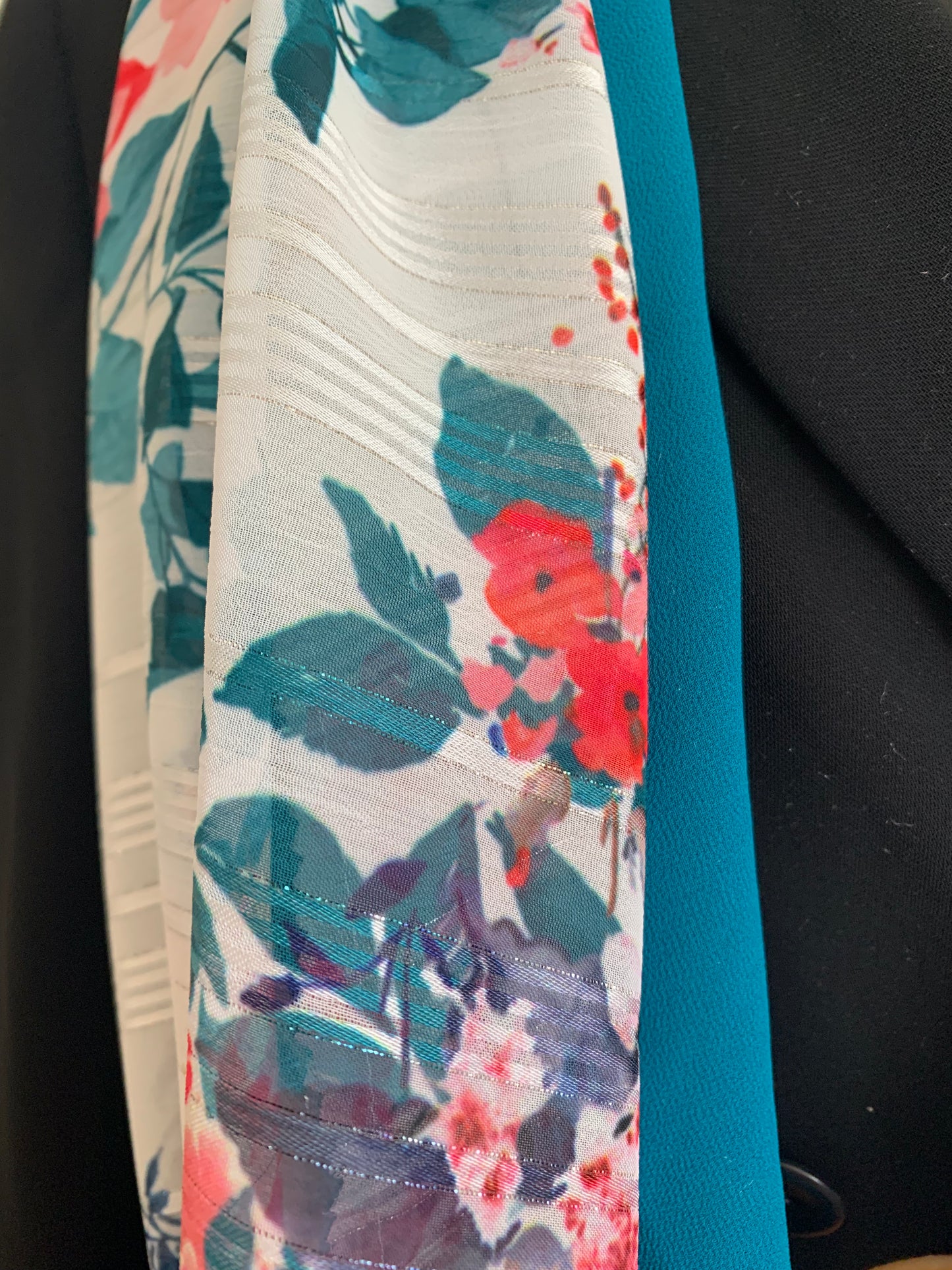 Lac en fleurs    Foulard double tour de cou REVERSIBLE en  MODELE UNIQUE