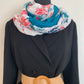 Lac en fleurs    Foulard double tour de cou REVERSIBLE en  MODELE UNIQUE