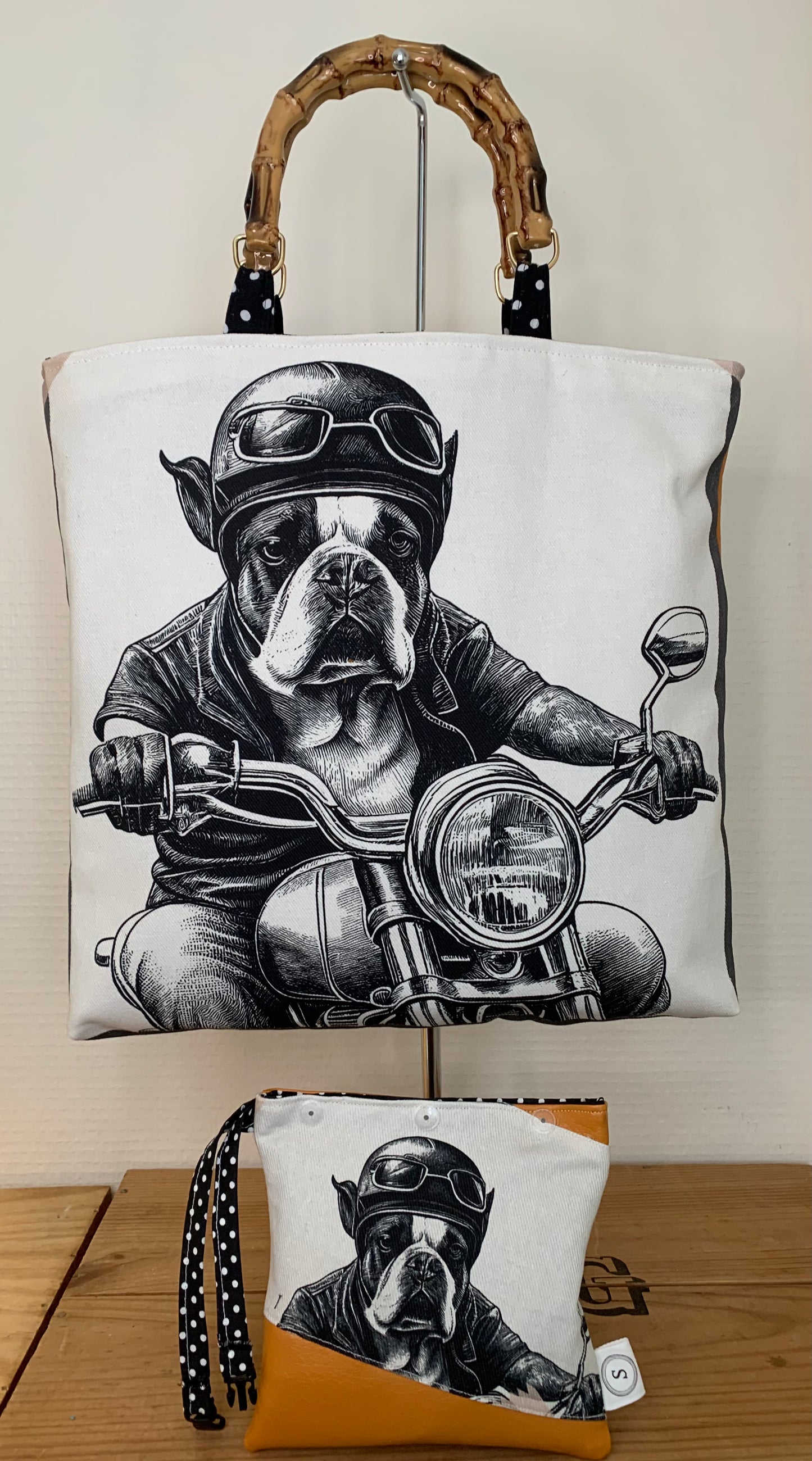 William le chien motard  Sac cabas MODELE UNIQUE