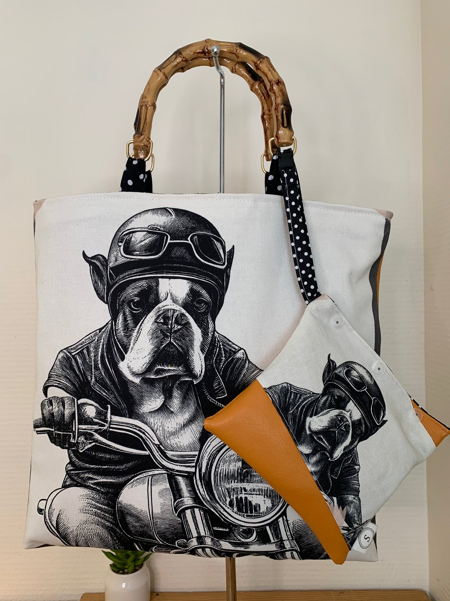 William le chien motard  Sac cabas MODELE UNIQUE