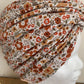 Sublimant bonnet turban de chimiothérapie / Alopécie n° 10 en jersey fond blanc petites fleurs terracotta