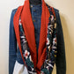Victoria Foulard double snood en viscose imprimé fleurs et crêpe uni orange tomette