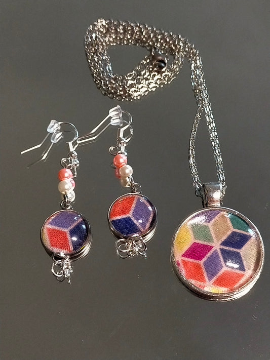 Parure 069 pendentif et boucles d'oreilles